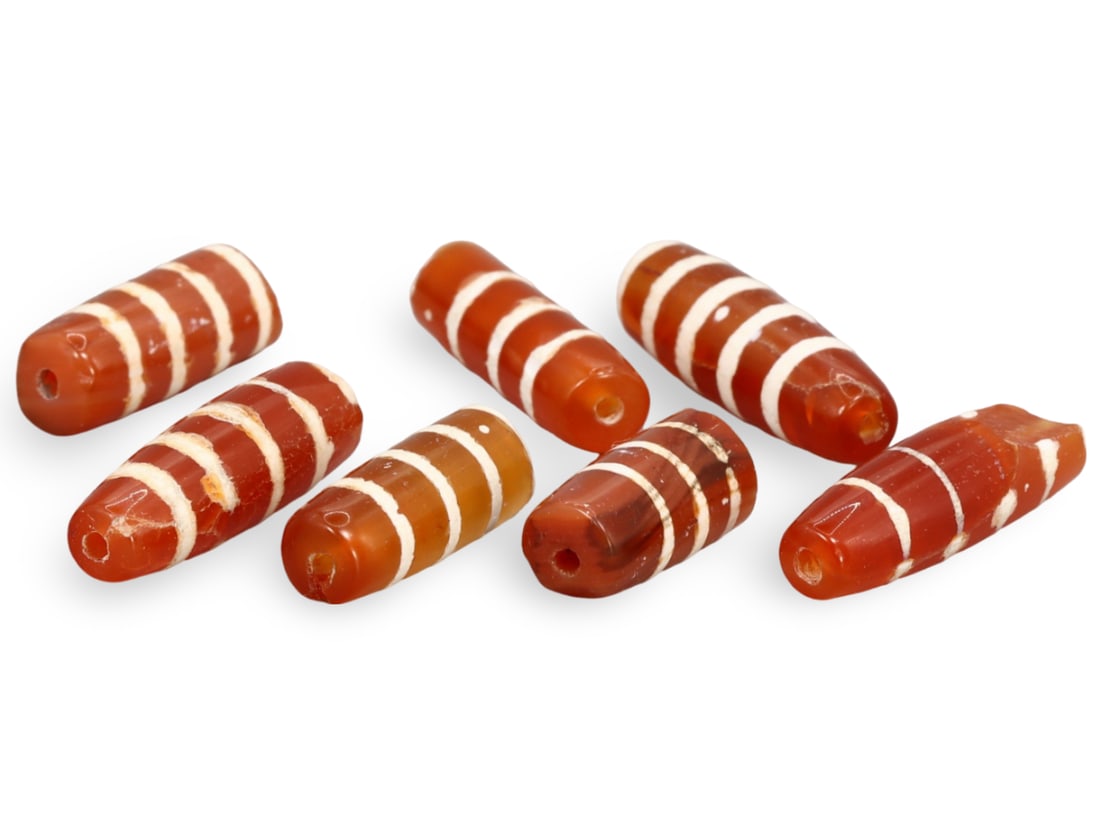 Lot of Antique Sino-Tibetan Etched Carnelian dZi Beads: NO RESERVE AUCTION running!! Our upcoming No Reserve Auction offers an incredible collection of authentic ancient Roman coins, Viking jewelry, and historical artifacts spanning millennia. This is a ra