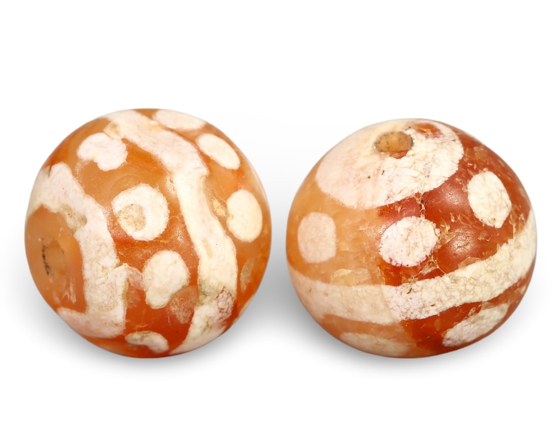 Ancient Medieval Pagan Period Pyu Etched Carnelian Beads, 9th-13th Century: NO RESERVE AUCTION running!! Our upcoming No Reserve Auction offers an incredible collection of authentic ancient Roman coins, Viking jewelry, and historical artifacts spanning millennia. This is a ra