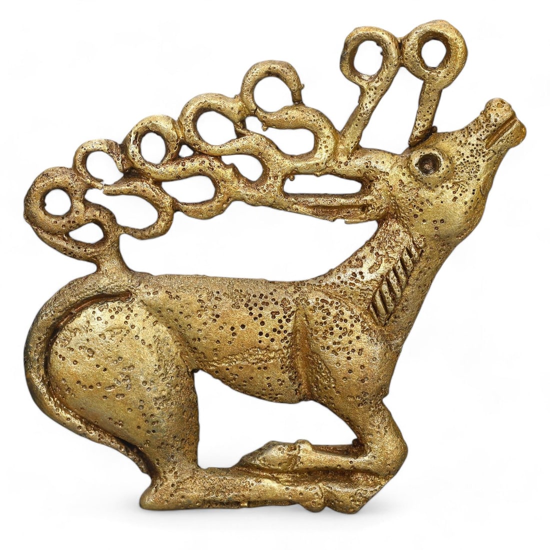 Medieval Eurasian Nomadic Crafted Zoomorphic Motif of the Steppe Warrior Bronze Belt Buckle (1 of 2)