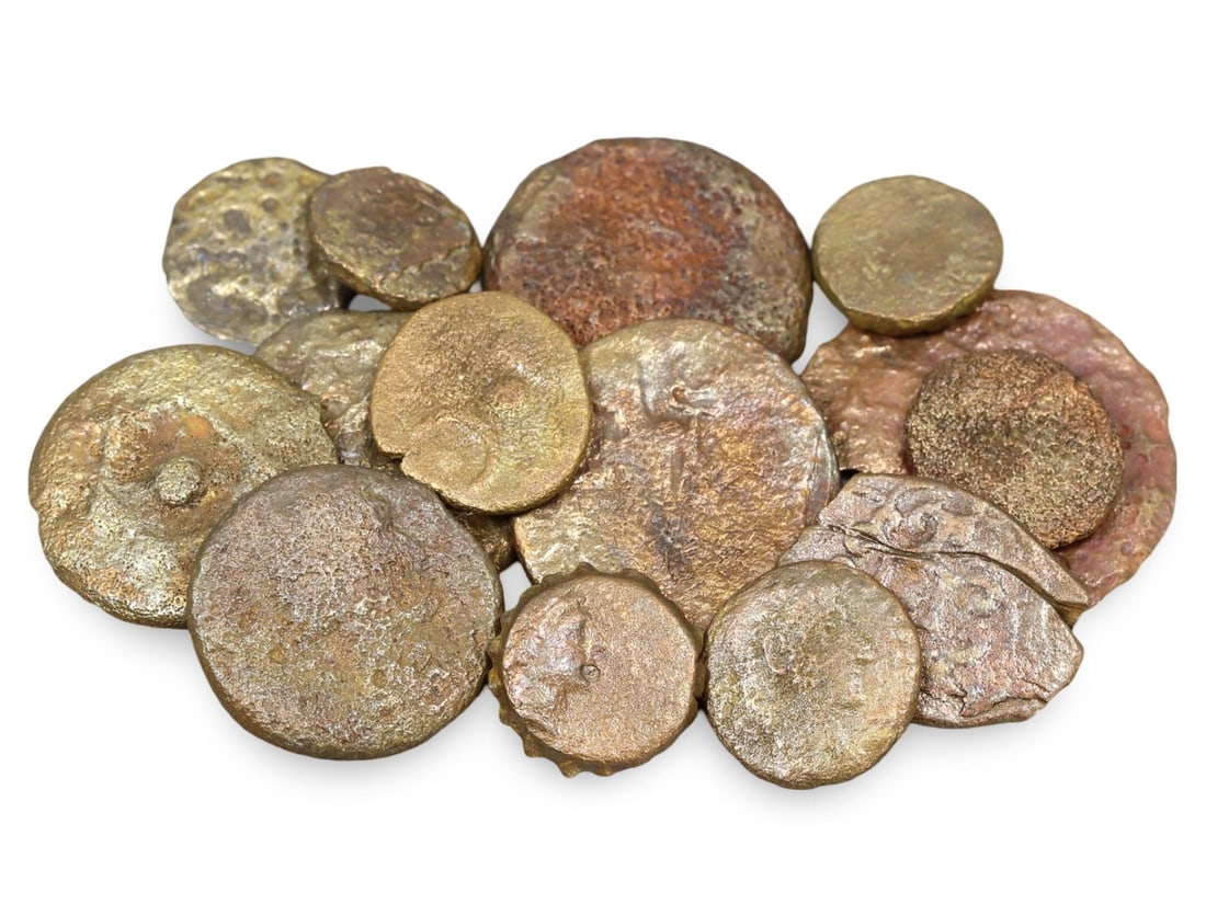 Lot of 14 Cleaned Ancient Greek, Roman, and Byzantine Bronze Coins Collection (17mm-23mm) (1 of 1)