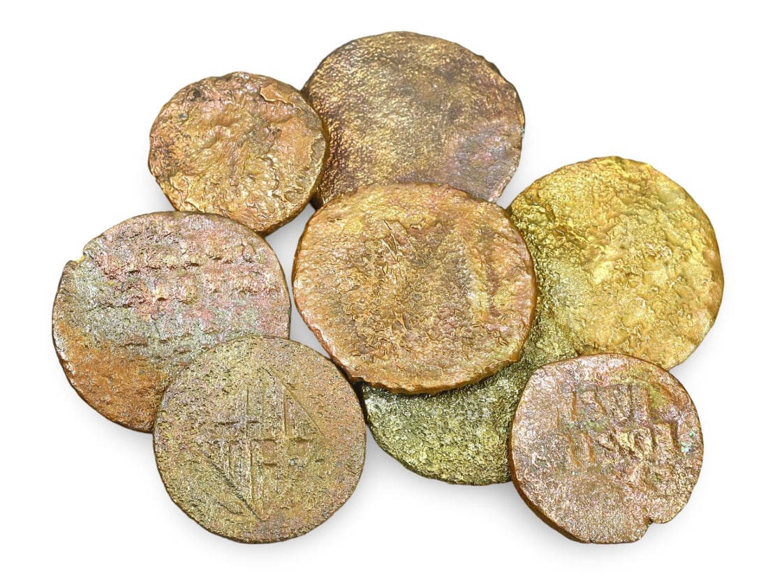Lot of 8 Cleaned Ancient Greek, Roman, and Byzantine Bronze Coins Collection (24mm-33mm) (1 of 1)