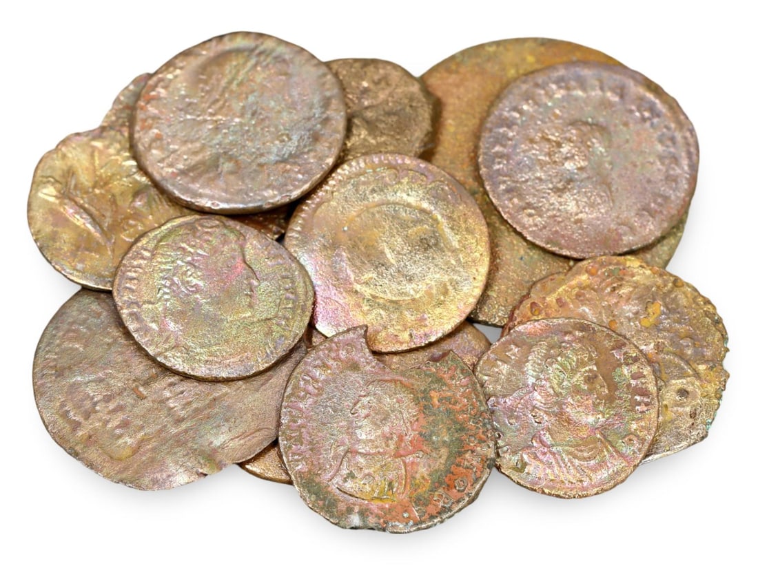 Lot of 13 Cleaned Ancient Greek, Roman, and Byzantine Bronze Coins Collection (15mm-27mm) (1 of 1)