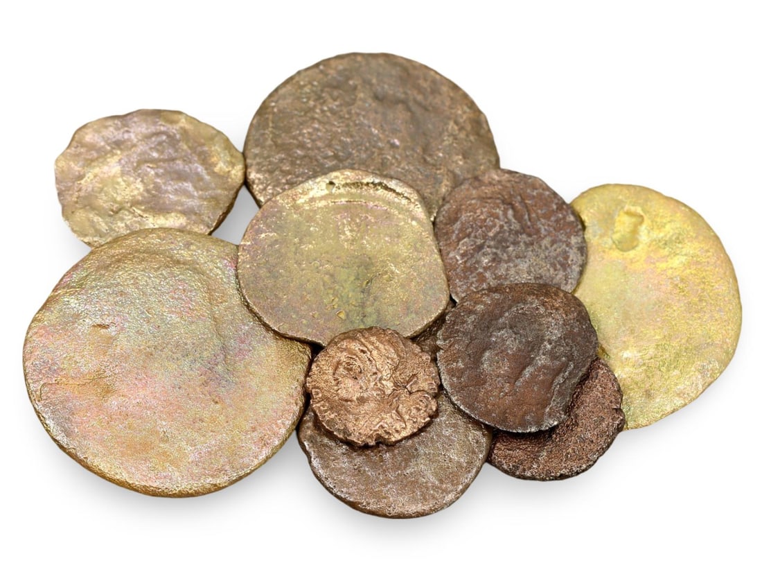 Lot of 11 Cleaned Ancient Greek, Roman, and Byzantine Bronze Coins Collection (16mm-25mm) (1 of 1)