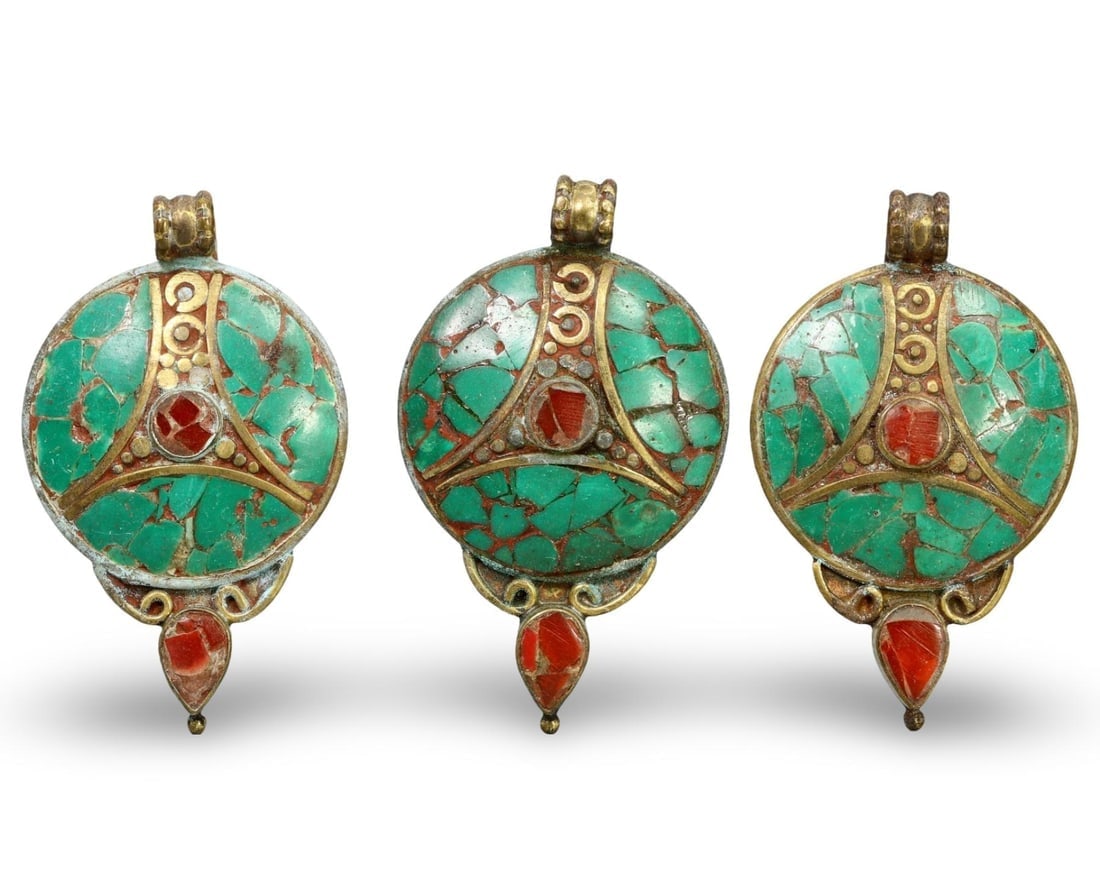 Antique Indo Himalayan Malachite Coral Inlaid Locket Pendants: Our highly anticipated Antique Auction, "Treasures of the Ancient and Medieval World," offering an unparalleled opportunity for collectors and history enthusiasts to acquire rare Ancient Artifacts for