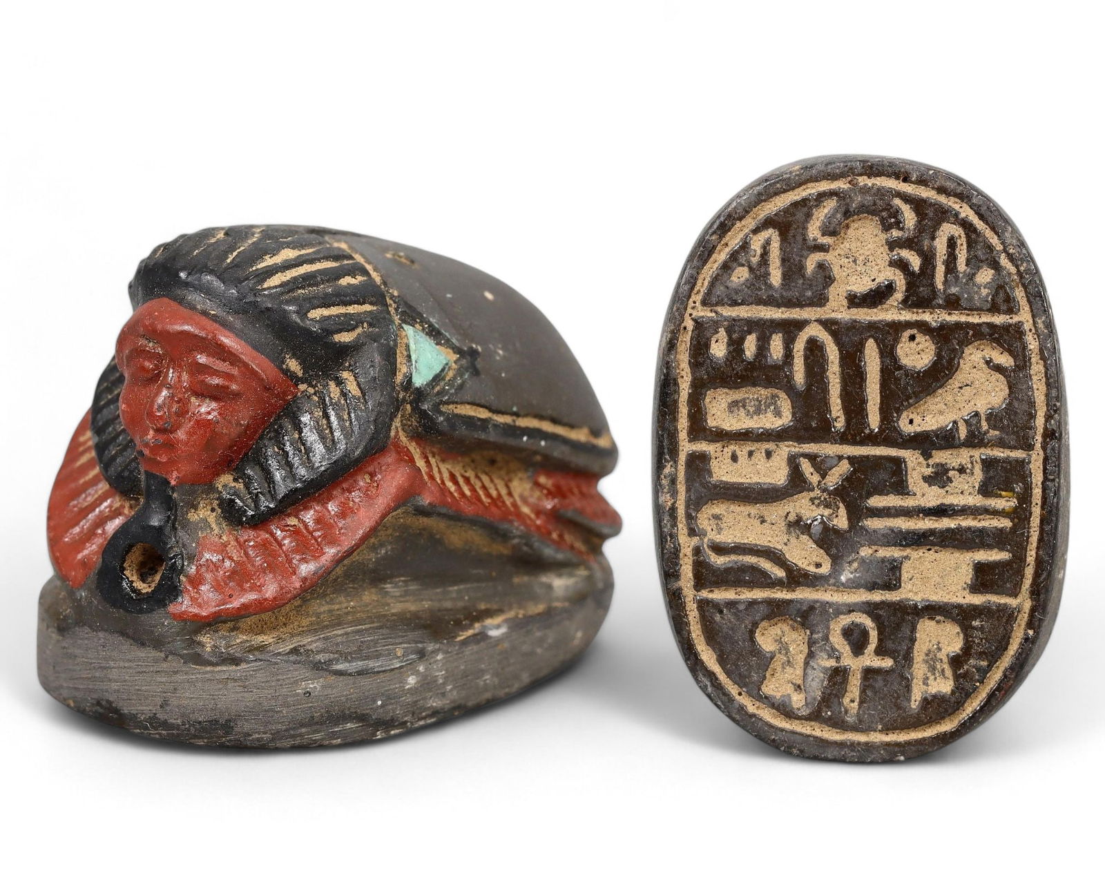 Post Medieval Egyptian Gilded Scarab Amulet with Hieroglyphic Inscription (1 of 4)