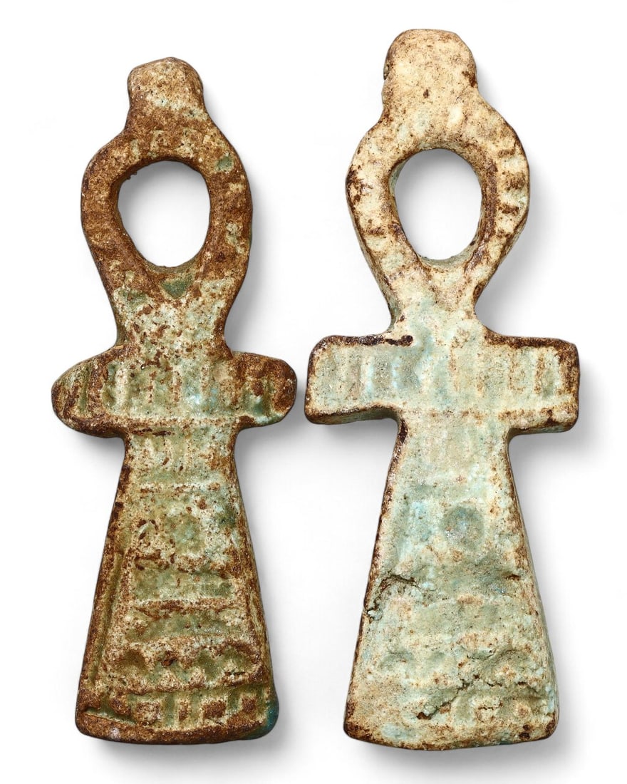 Antique Post Medieval Egyptian Egyptian Faience Ankh, Symbol of Life Amulets (1 of 2)