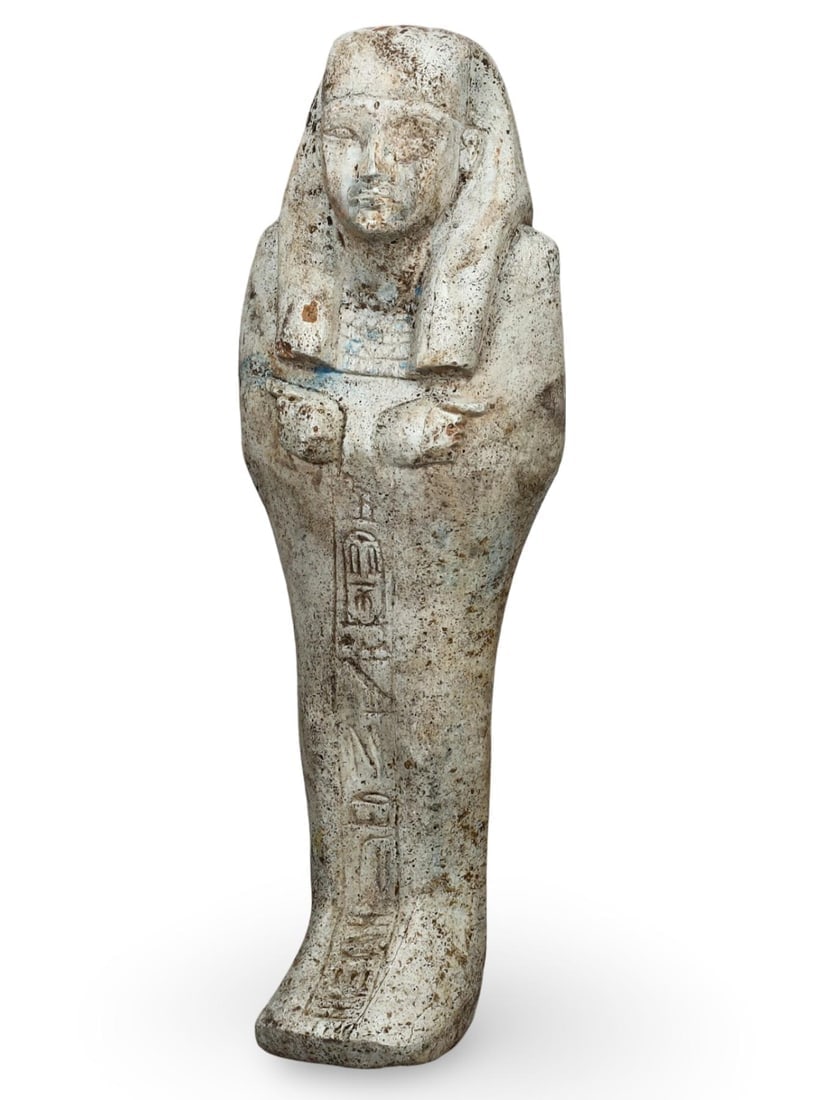 7.5x2.5 inches Post-Medieval Egyptian Grand Tour Ushabti Figurine with Detailed Hieroglyphic: Our highly anticipated Antique Auction, "Treasures of the Ancient and Medieval World," offering an unparalleled opportunity for collectors and history enthusiasts to acquire rare Ancient Artifacts for