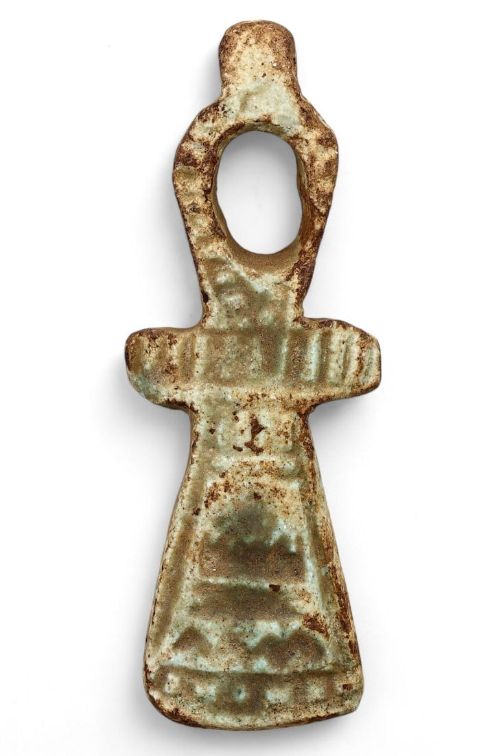 Antique Post Medieval Egyptian Egyptian Faience Ankh, Symbol of Life Amulet (1 of 2)
