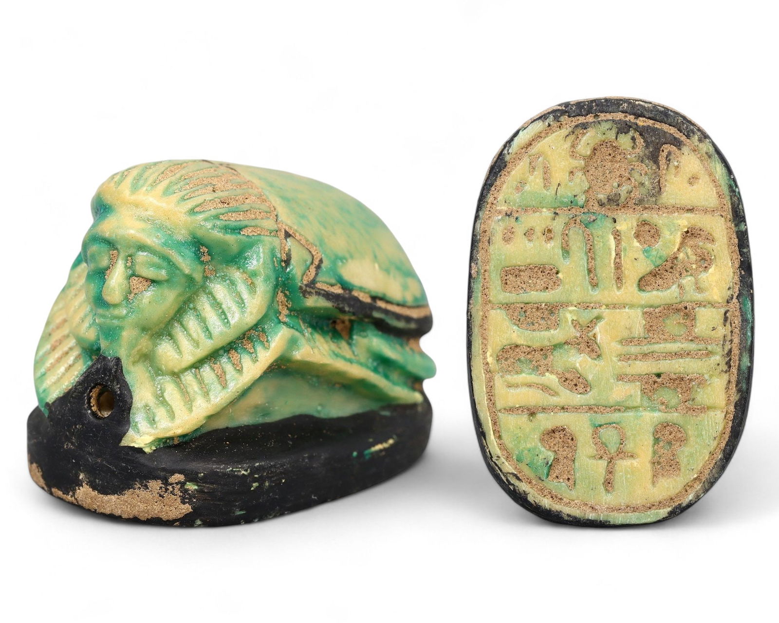 Post Medieval Egyptian Gilded Scarab Amulet with Hieroglyphic Inscription (1 of 4)