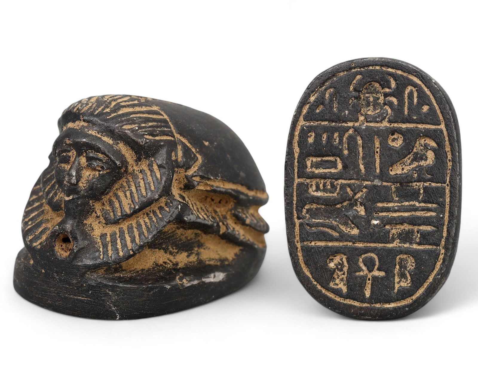 Post Medieval Egyptian Gilded Scarab Amulet with Hieroglyphic Inscription (1 of 4)