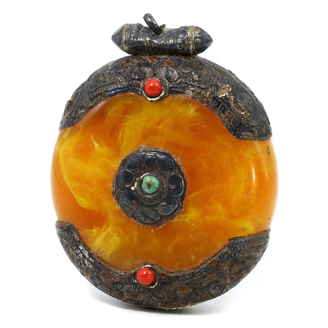 Post Medieval Tibetan Capped Copal Locket Amulet Pendant, Mid 20th Century (1 of 2)