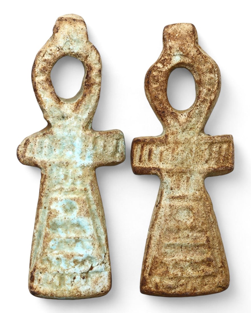 Antique Post Medieval Egyptian Egyptian Faience Ankh, Symbol of Life Amulets (1 of 2)