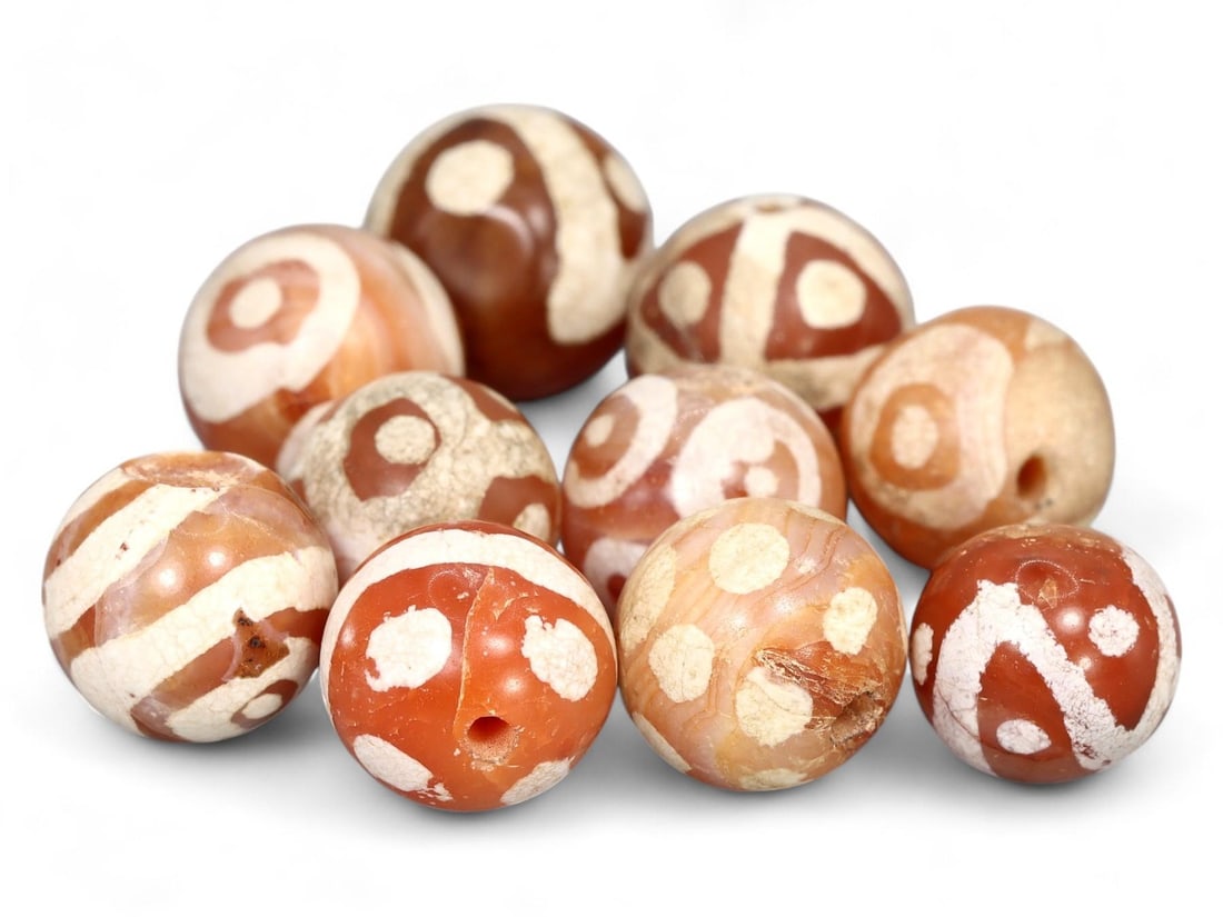 Rare Ancient Banded Carnelian Etched Beads, Indus Valley Artifact Collection (1 of 1)