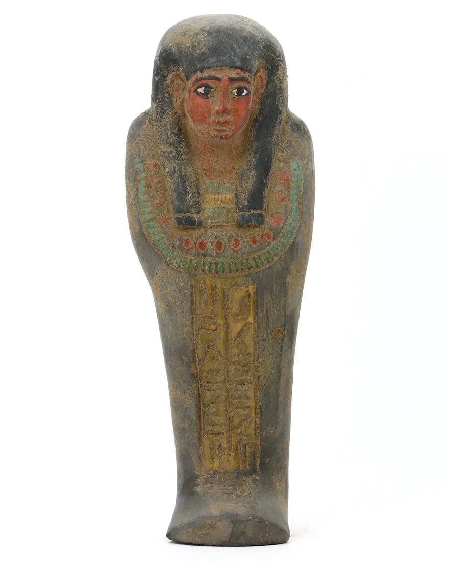 Antique Egyptian Grand Tour Painted Stone Shabti Figure Statuette: Our highly anticipated Antique Auction, "Treasures of the Ancient and Medieval World," offering an unparalleled opportunity for collectors and history enthusiasts to acquire rare Ancient Artifacts for