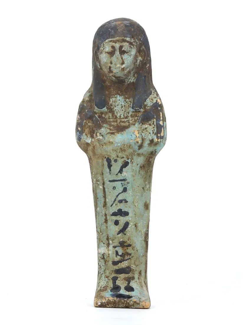 Egyptian Grand Tour Faience Shabti with Black Hieroglyphs (1 of 3)