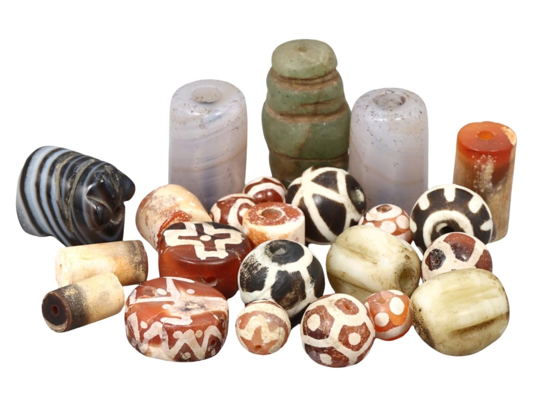 Ancient Indus Valley Etched Carnelian and Agate Beads Collection (1 of 1)