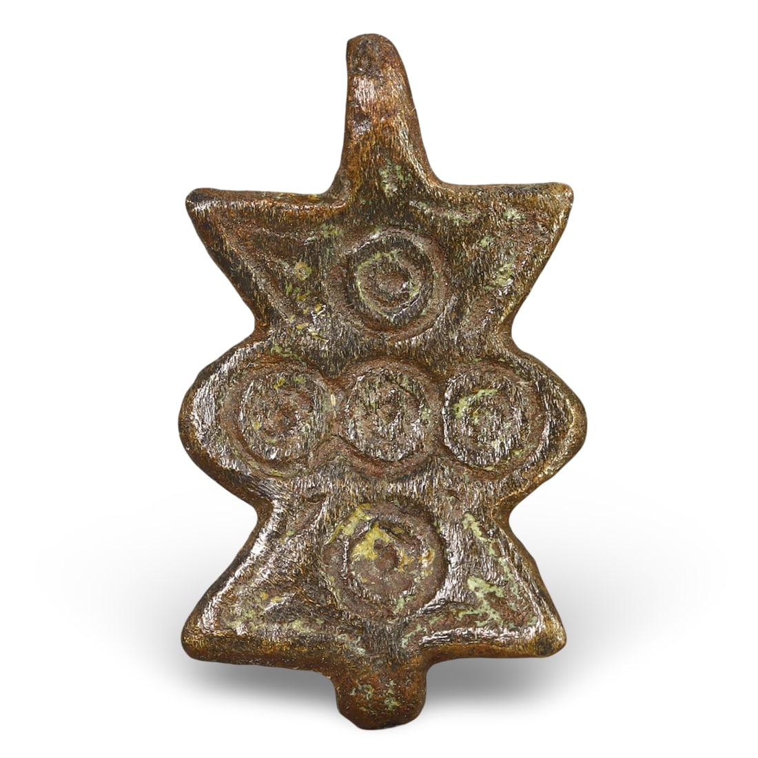 Ancient Roman 1st-3rd Century AD Bronze Horse Harness Pendant with Geometric Design (1 of 2)