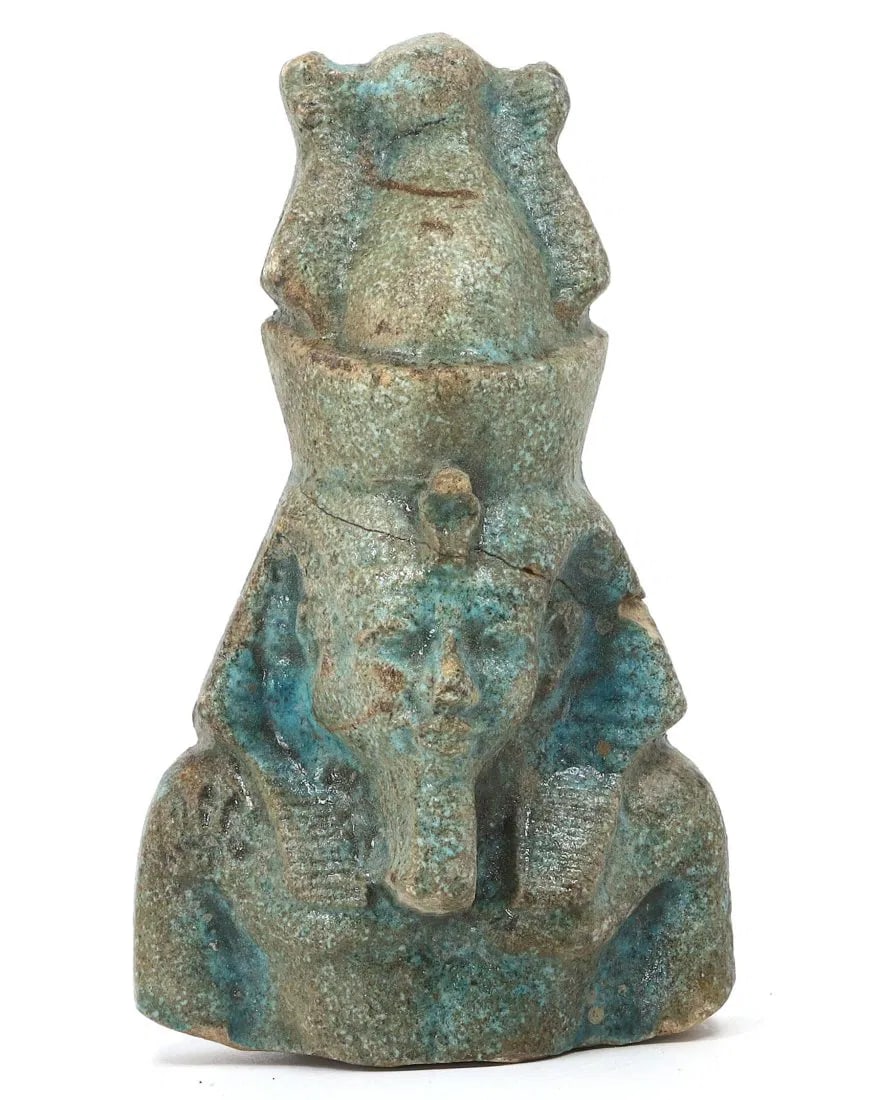 Antique Egyptian Grand Tour Faience Amulet of the God Khnum (1 of 3)