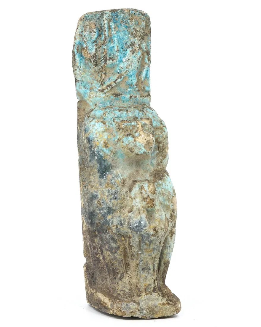 Antique Egyptian Grand Tour Faience Statue of a Seated Deity (1 of 4)