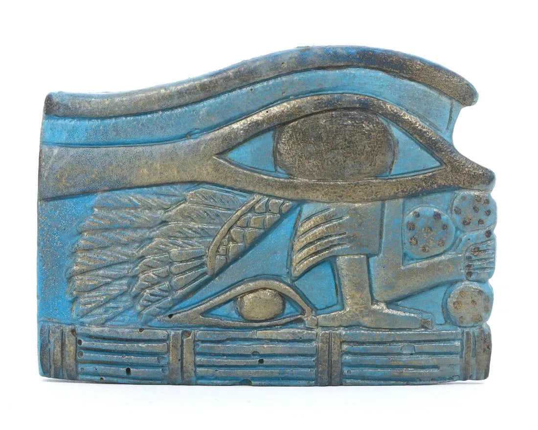 Antique Egyptian Grand Tour Faience Plaque with Horus Eye Design (1 of 2)