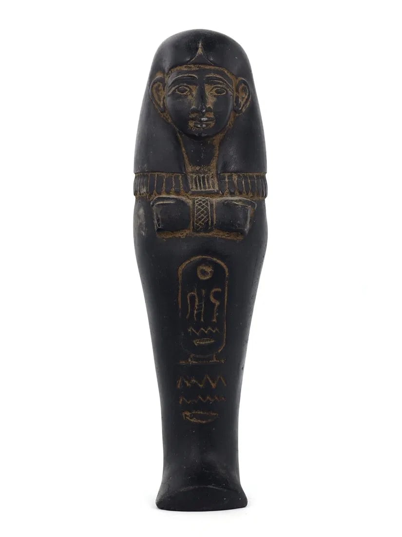 Antique Egyptian Grand Tour Black Stone Shabti Figure with Hieroglyphic Inscriptions (1 of 3)
