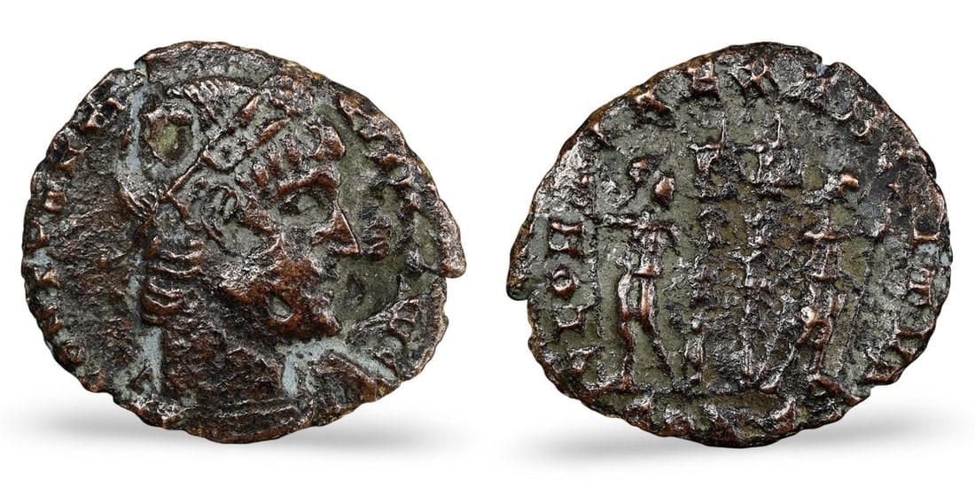 Premium Ancient Roman Emperor's Portrait and Mythological Scene Bronze Coin, (17mm, 1.53g): Our highly anticipated Antique Auction, "Treasures of the Ancient and Medieval World," offering an unparalleled opportunity for collectors and history enthusiasts to acquire rare Ancient Artifacts for