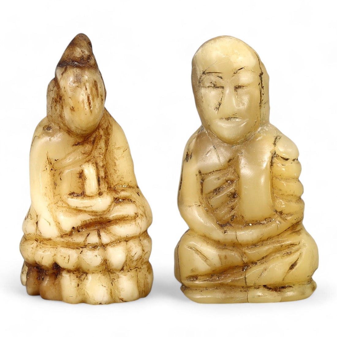 Pair of Carved Fang Bone Monk Figurines, 19th Century Asian Art: Our highly anticipated Antique Auction, "Treasures of the Ancient and Medieval World," offering an unparalleled opportunity for collectors and history enthusiasts to acquire rare Ancient Artifacts for