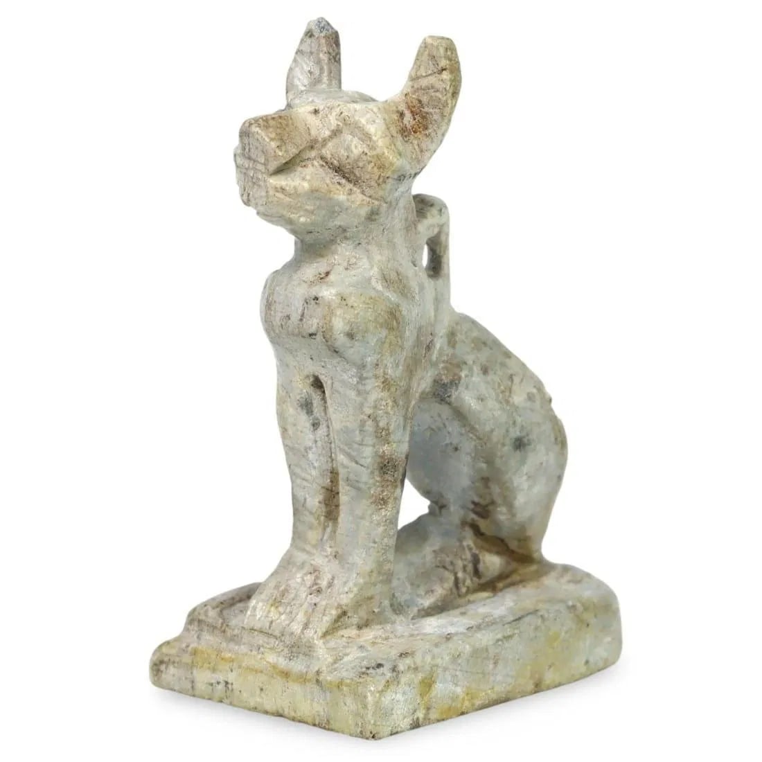 Post Medieval Egyptian Grand Tour Steatite Bastet Figurine, 19th Century: Our highly anticipated Antique Auction, "Treasures of the Ancient and Medieval World," offering an unparalleled opportunity for collectors and history enthusiasts to acquire rare Ancient Artifacts for
