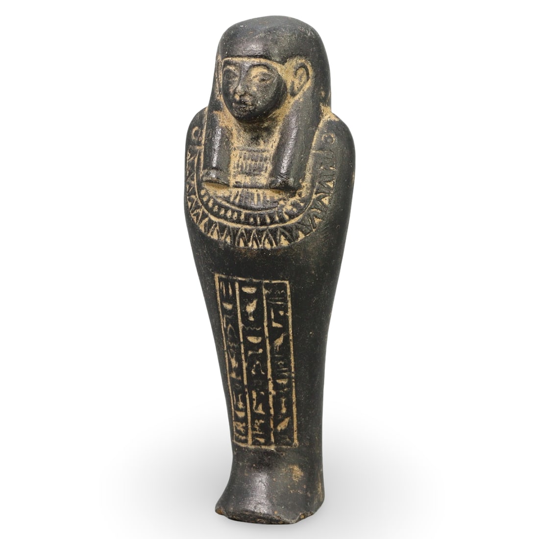 Antique Egyptian Grand Tour Black Stone Shabti Figure with Hieroglyphic Inscriptions (1 of 2)