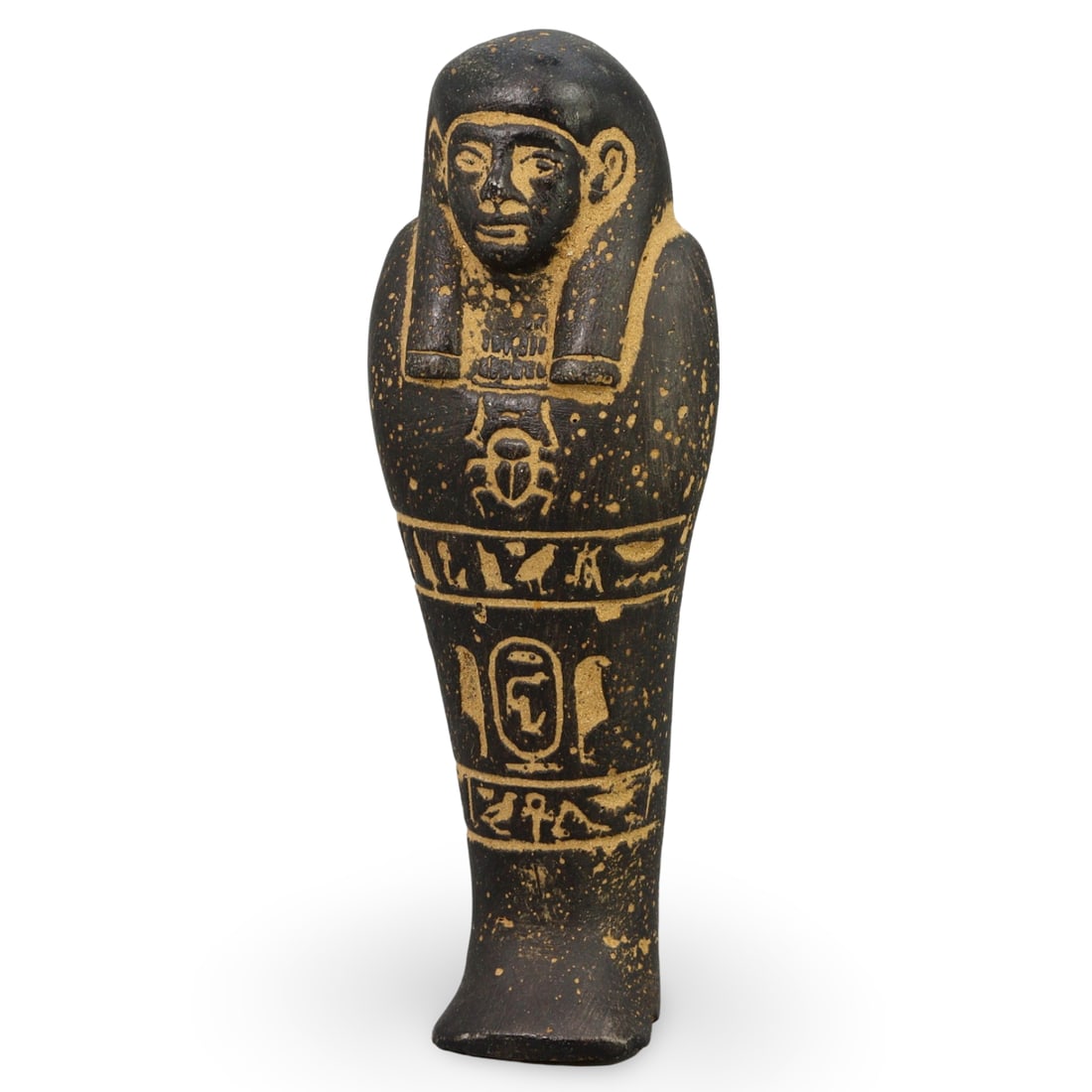 Antique Egyptian Grand Tour Black Stone Shabti Figure with Hieroglyphic Inscriptions (1 of 2)