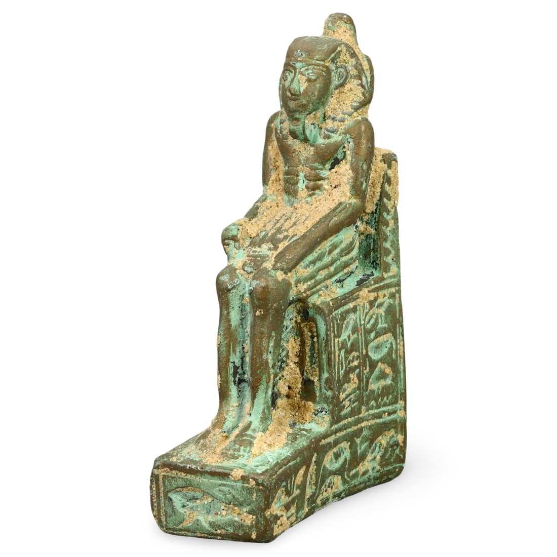 Ancient Egyptian Style Faience Seated Deity Figurine (1 of 3)