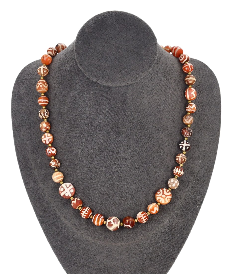 Ancient Medieval Pagan Period Pyu Etched Carnelian Beads Necklace, 9th-13th Century: Our highly anticipated Antique Auction, "Treasures of the Ancient and Medieval World," offering an unparalleled opportunity for collectors and history enthusiasts to acquire rare Ancient Artifacts for