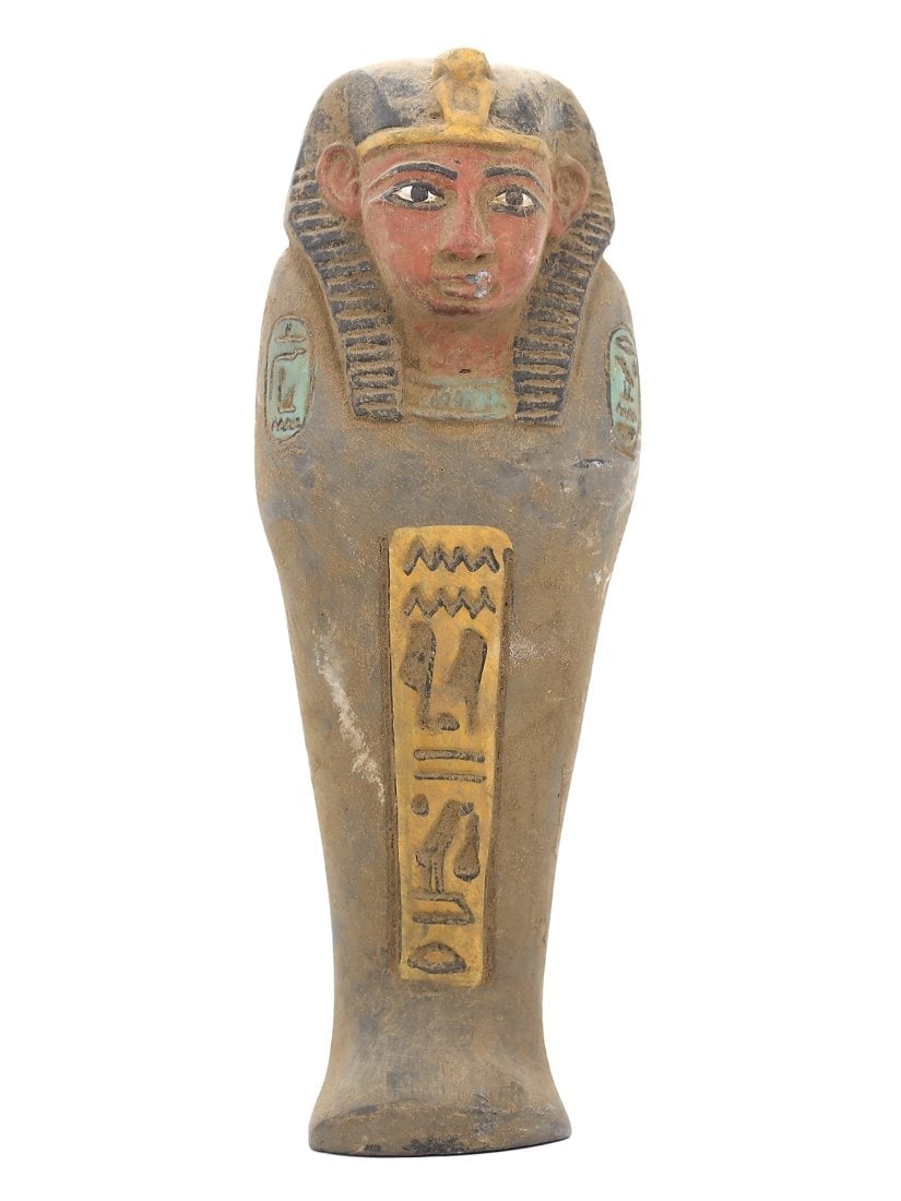 Antique Egyptian Grand Tour Statutte of Steatite Ushabti with Serpent Headdress: Our highly anticipated Antique Auction, "Treasures of the Ancient and Medieval World," offering an unparalleled opportunity for collectors and history enthusiasts to acquire rare Ancient Artifacts for