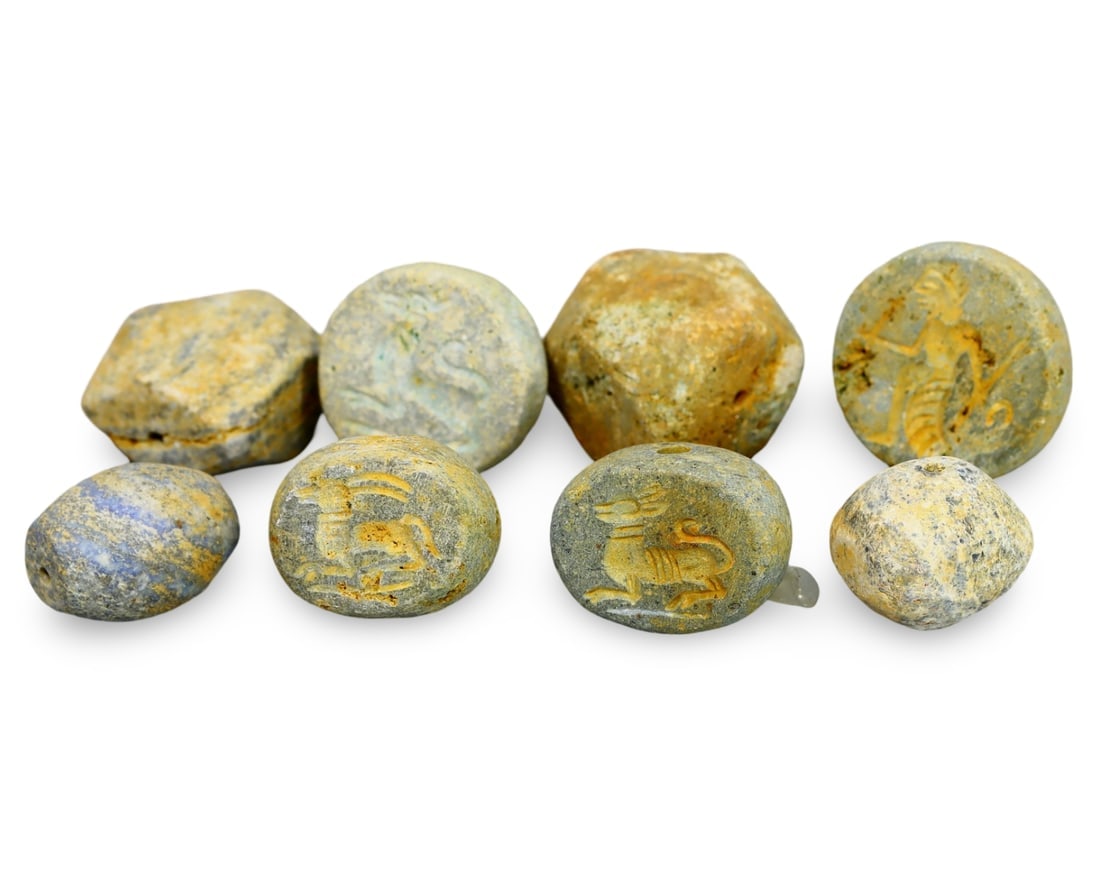 Ancient Near Eastern Carved Stone Beads Depicting Symbolism Animal Motifs (1 of 2)
