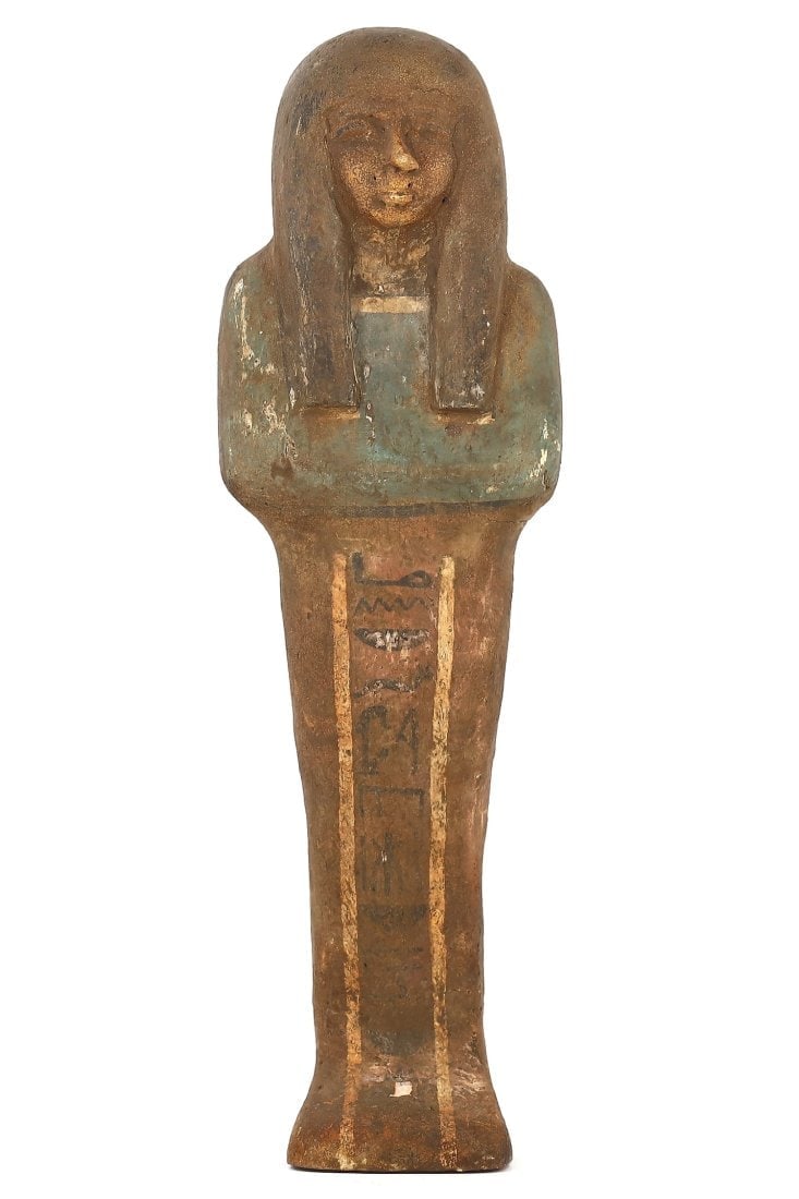 Antique Egyptian Grand Tour Statutte of Wooden Ushabti with Time-Honored Inscriptions: Our highly anticipated Antique Auction, "Treasures of the Ancient and Medieval World," offering an unparalleled opportunity for collectors and history enthusiasts to acquire rare Ancient Artifacts for