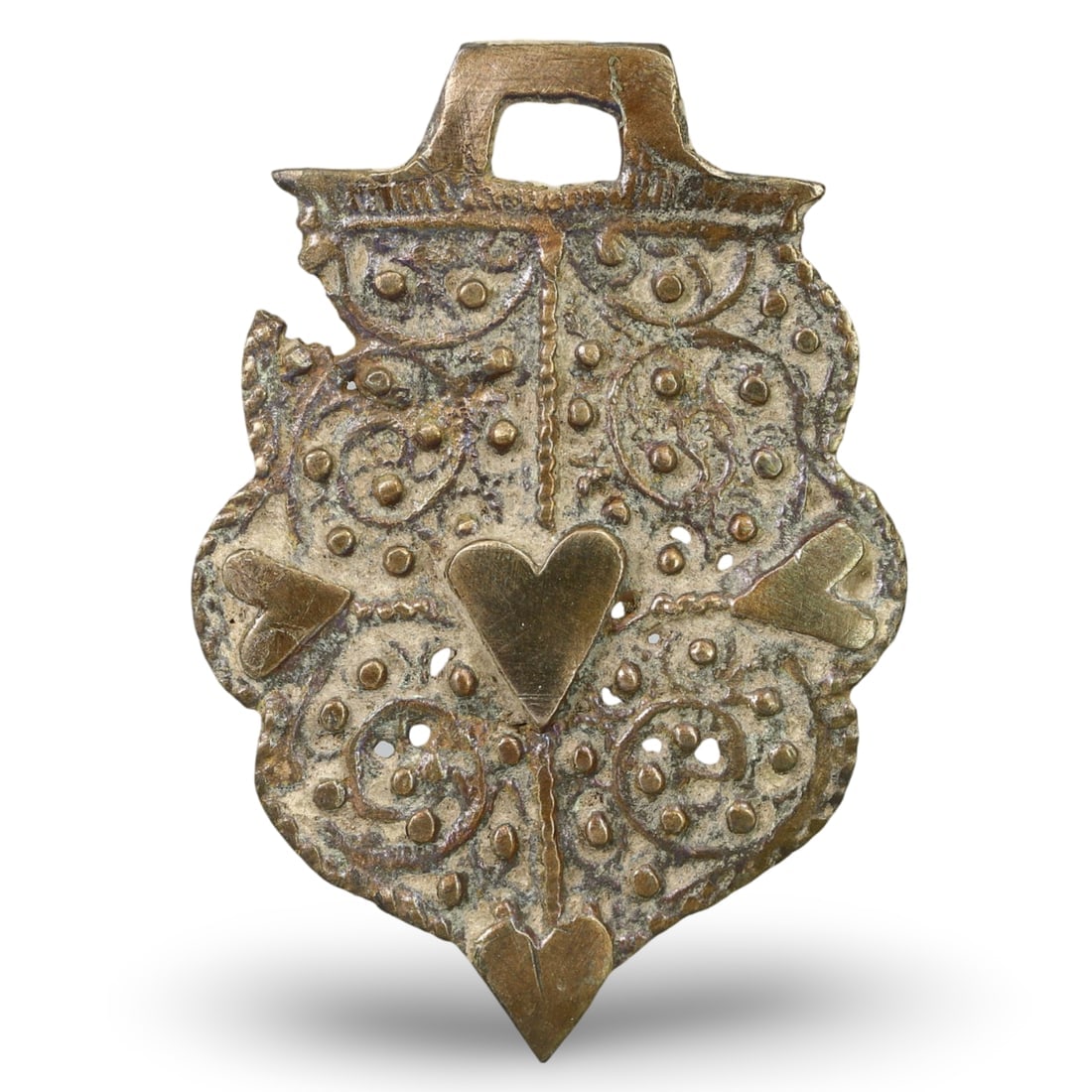 Antique Medieval Europe Bronze Heart Motif Ornamental Applique: Our highly anticipated Antique Auction, "Treasures of the Ancient and Medieval World," offering an unparalleled opportunity for collectors and history enthusiasts to acquire rare Ancient Artifacts for