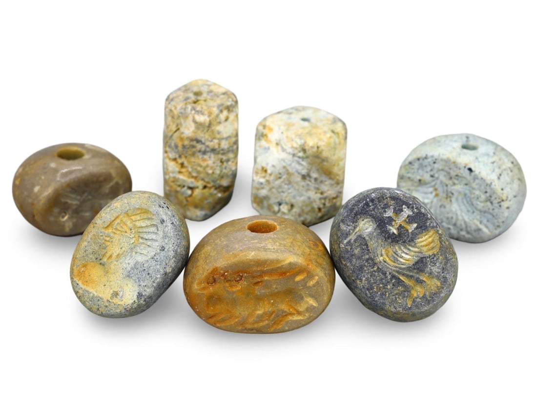 Ancient Near Eastern Carved Stone Beads Depicting Symbolism Animal Motifs (1 of 1)