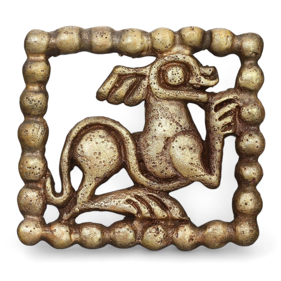 Medieval Eurasian Nomadic Crafted Zoomorphic Motif of the Steppe Warrior Bronze Belt Buckle (1 of 2)