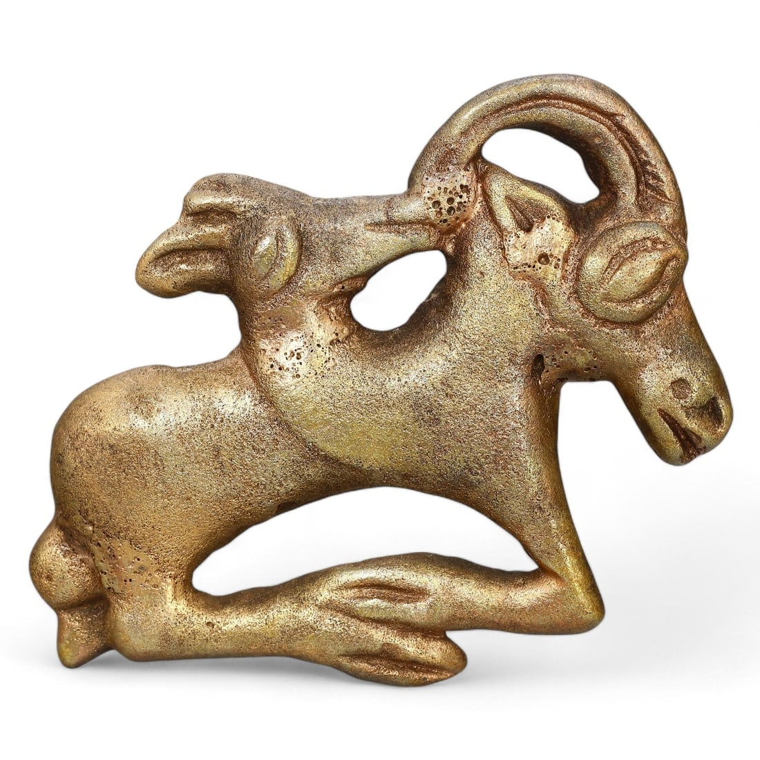 Medieval Eurasian Nomadic Crafted Zoomorphic Motif of the Steppe Warrior Bronze Belt Buckle (1 of 2)