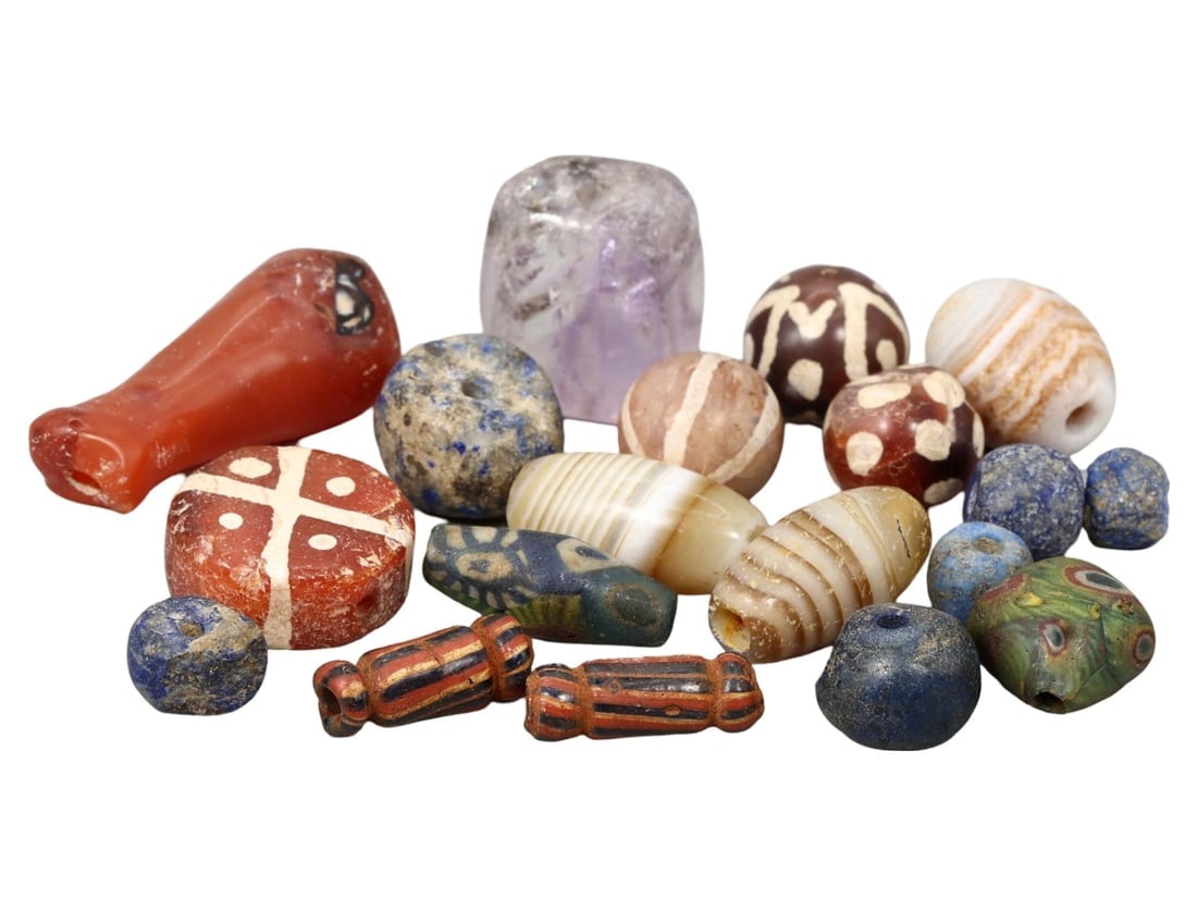 Exquisite Collection of Venetian Chevron and Millefiori Antique Glass Trade Beads from Various Eras (1 of 1)
