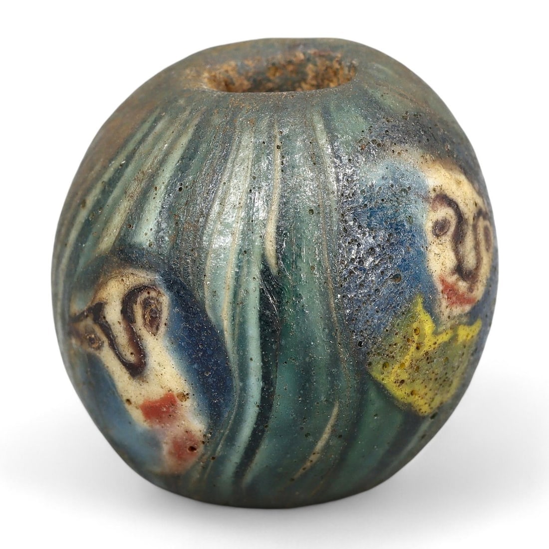 Ancient Roman Egyptian Glass Bead with Face Design (1 of 2)