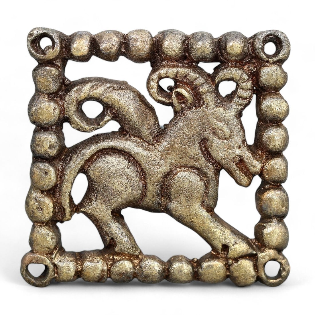 Medieval Eurasian Nomadic Crafted Zoomorphic Motif of the Steppe Warrior Bronze Belt Buckle (1 of 2)