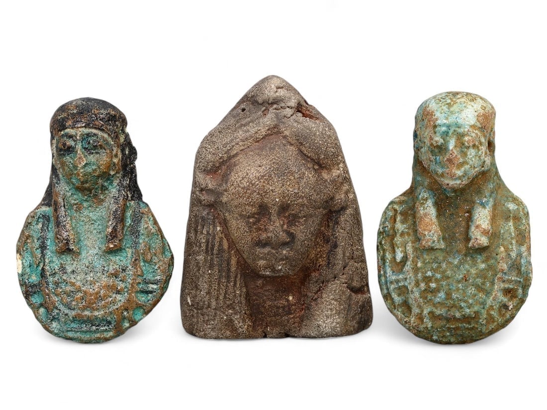 Rare Post-Medieval Egyptian Grand Tour Intricately Crafted Ancient Symbols Faience Amulet Figurines (1 of 1)