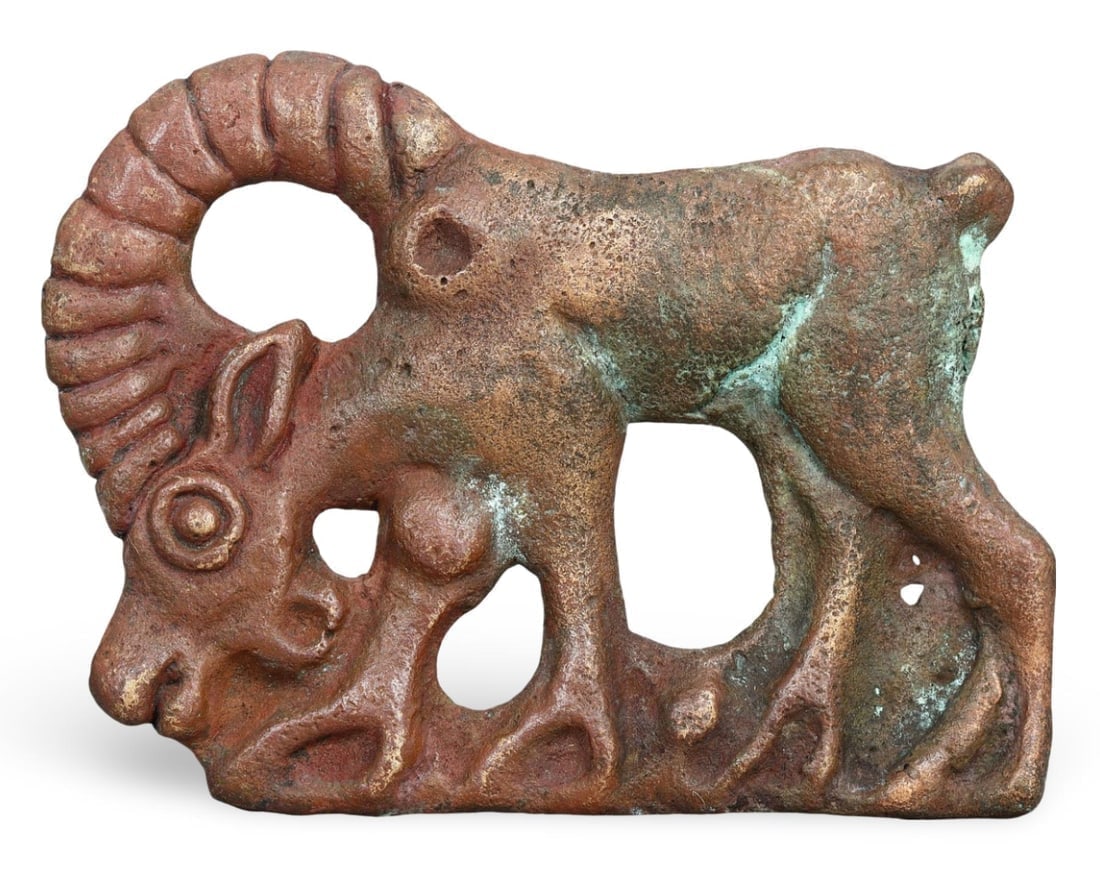 Ancient Medieval Mongol Empire Bronze Gazelle Plaque, 12th-15th Century: Our highly anticipated Antique Auction, "Treasures of the Ancient and Medieval World," offering an unparalleled opportunity for collectors and history enthusiasts to acquire rare Ancient Artifacts for