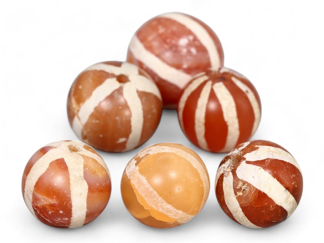 Rare Ancient Banded Carnelian Etched Beads, Indus Valley Artifact Collection (1 of 1)