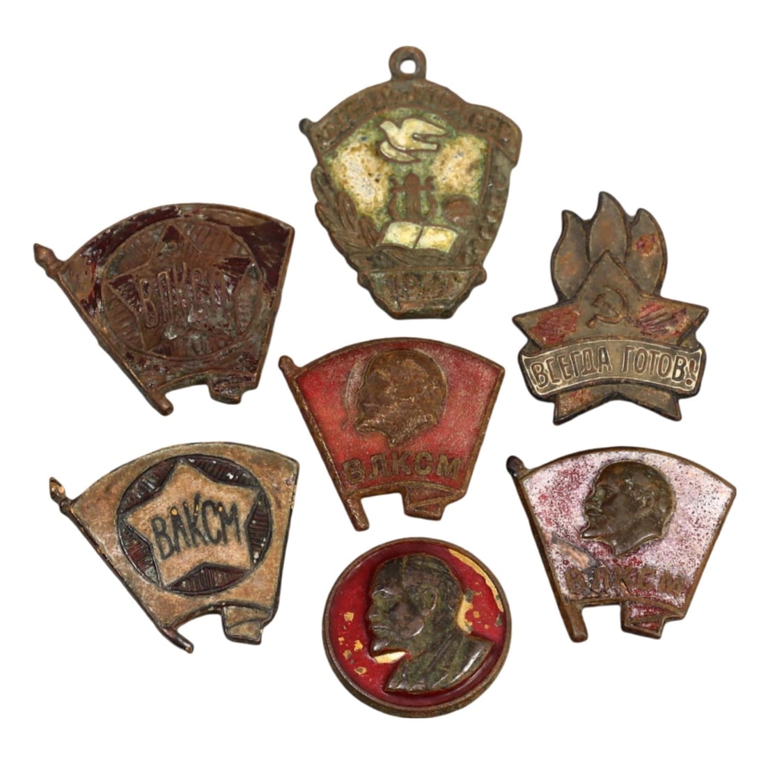 Collection of Seven Vintage Soviet Pins with Lenin Motifs: Our highly anticipated Antique Auction, "Treasures of the Ancient and Medieval World," offering an unparalleled opportunity for collectors and history enthusiasts to acquire rare Ancient Artifacts for