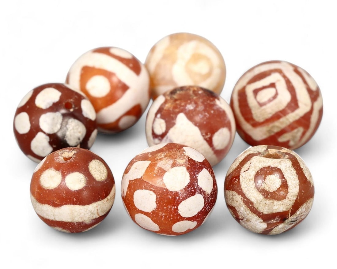Rare Ancient Banded Carnelian Etched Beads, Indus Valley Artifact Collection (1 of 1)