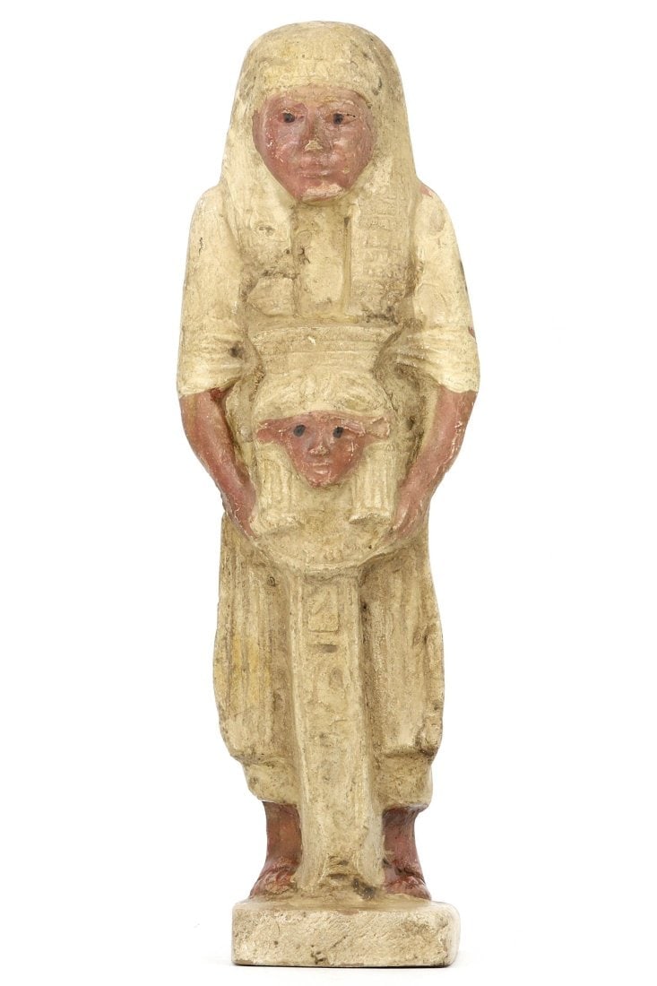 Antique Egyptian Grand Tour Statutte of Terracotta Naophorous Statue from the Post-Pharaonic Epoch: Our highly anticipated Antique Auction, "Treasures of the Ancient and Medieval World," offering an unparalleled opportunity for collectors and history enthusiasts to acquire rare Ancient Artifacts for