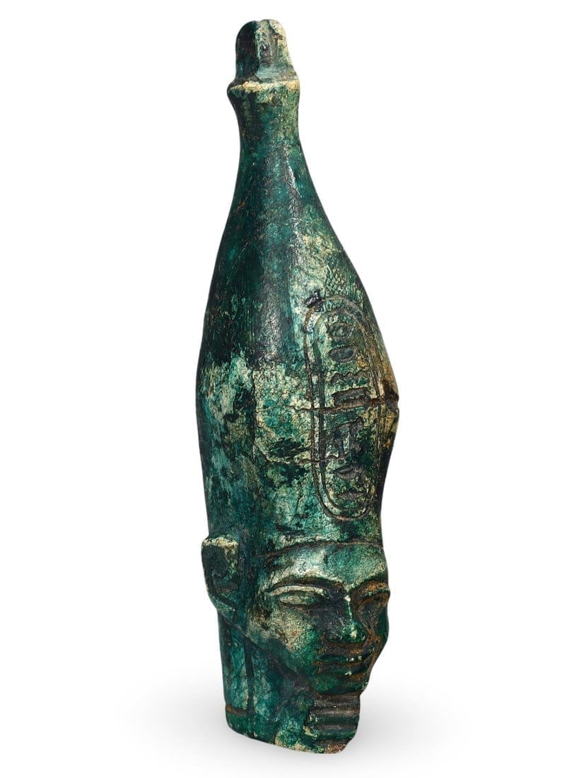 Post Medieval Egyptian Grand Tour Glazed Steatite Amulet, 19th Century: Our highly anticipated Antique Auction, "Treasures of the Ancient and Medieval World," offering an unparalleled opportunity for collectors and history enthusiasts to acquire rare Ancient Artifacts for