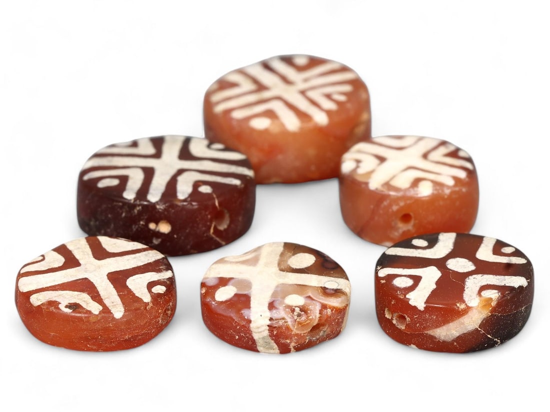 Rare Ancient Banded Carnelian Etched Beads, Indus Valley Artifact Collection (1 of 1)